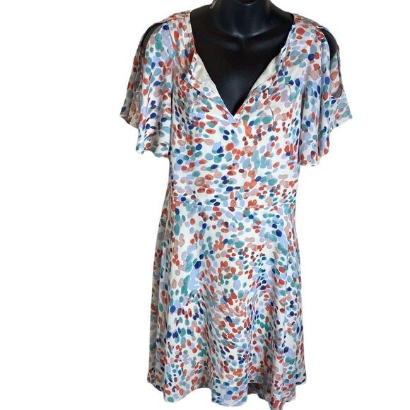 Anthropologie Maeve fluttered watercolor dress small spotted artsy colorful - Picture 1 of 12